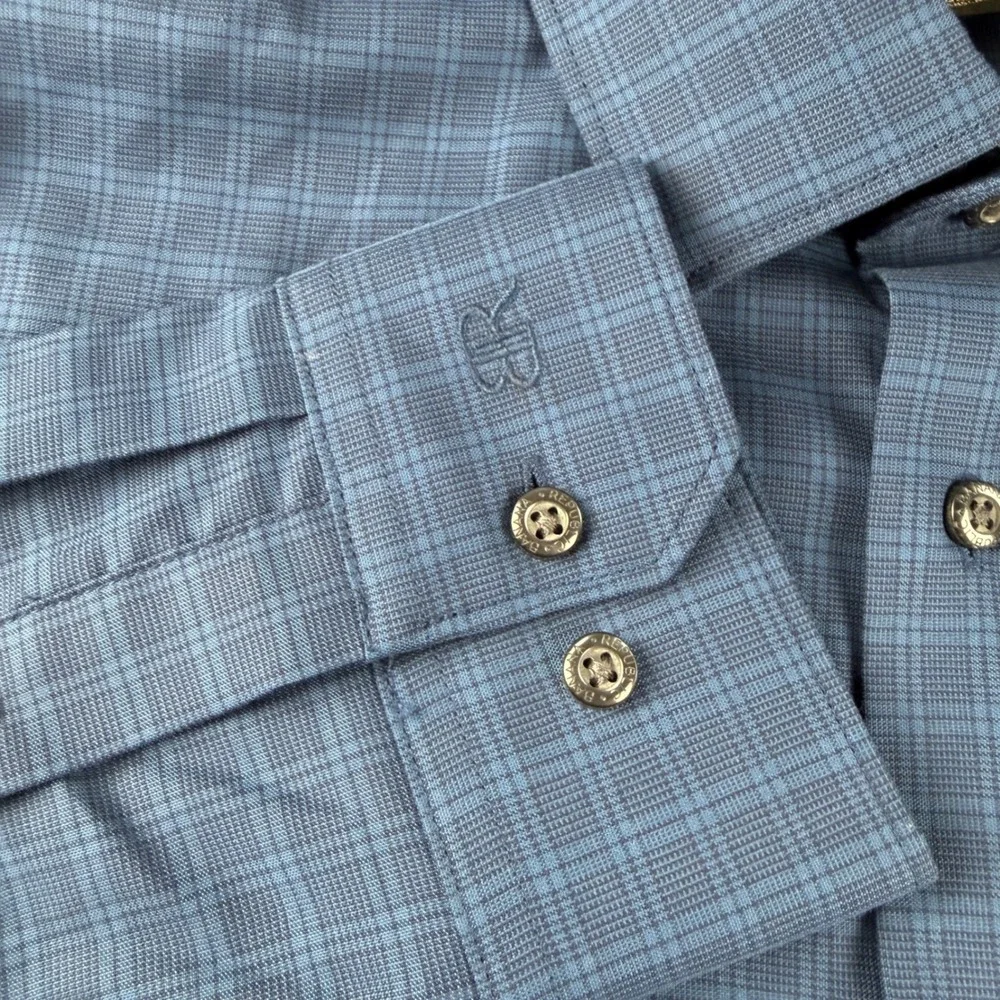 Banana Republic Shirt Men's L Blue Slim Fit Plaid Long Sleeve Button Up Cotton